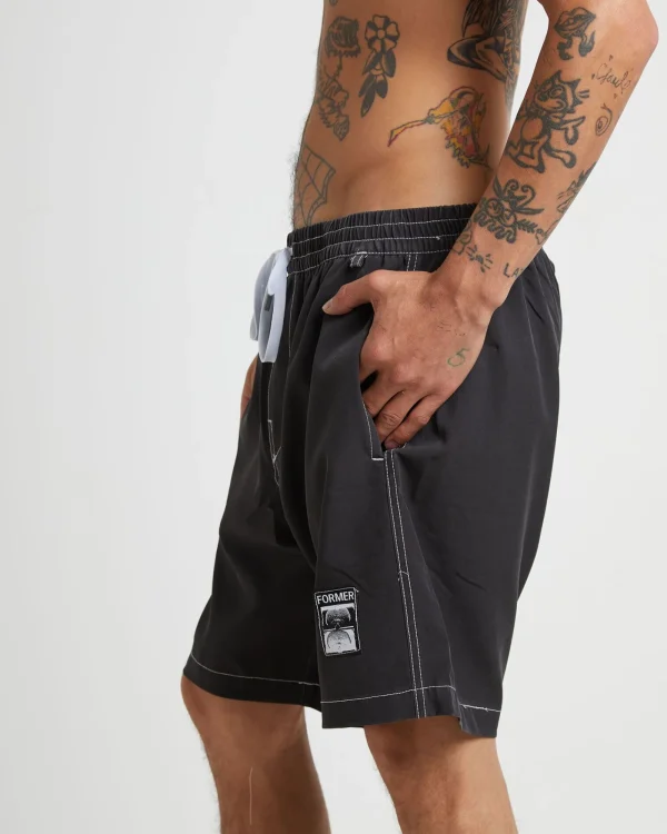 Cheap FORMER Swan Baggy Trunk Boardshorts In Black