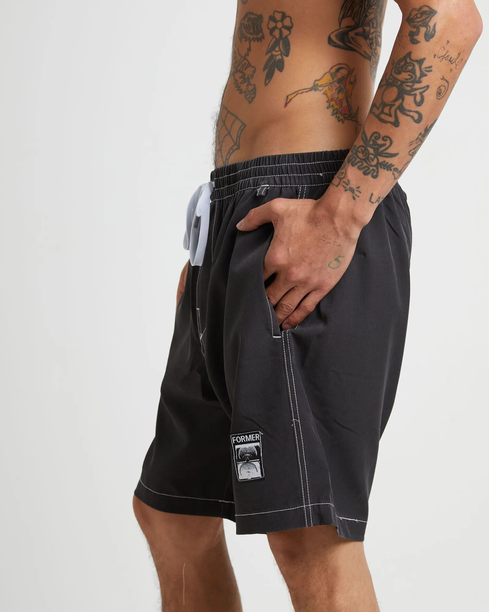 swan_baggy_trunk_boardsho_4.webp Cheap FORMER Swan Baggy Trunk Boardshorts In Black