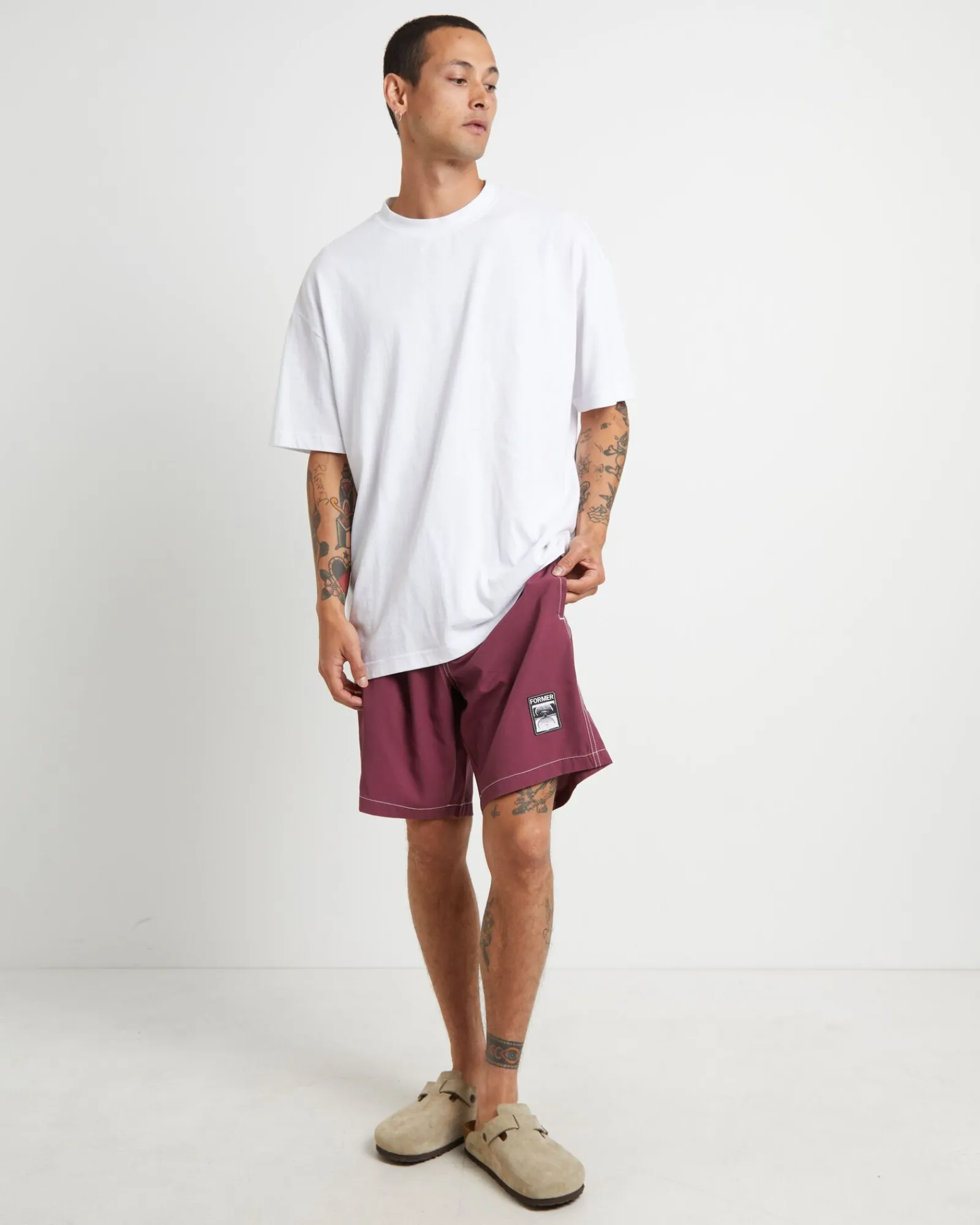swans_baggy_trunk_boardsh_0-1.webp Discount FORMER Swans Baggy Trunk Boardshorts In Crimson