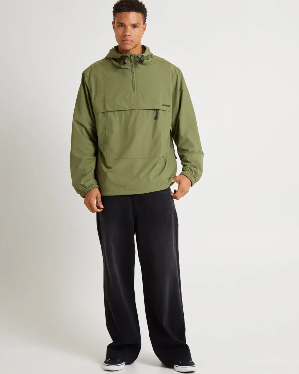 Clearance AFENDS System Recycled Water Resistant Pray Anorak Jacket Military Green