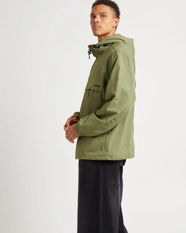 Clearance AFENDS System Recycled Water Resistant Pray Anorak Jacket Military Green