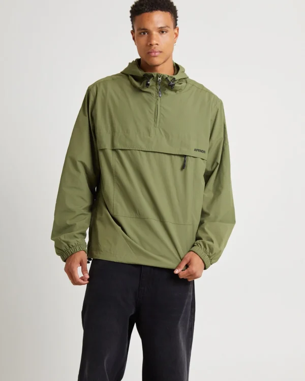 Clearance AFENDS System Recycled Water Resistant Pray Anorak Jacket Military Green