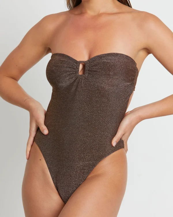 Shop INSIGHT Tahnee Lurex One Piece Swim In Chocolate Brown
