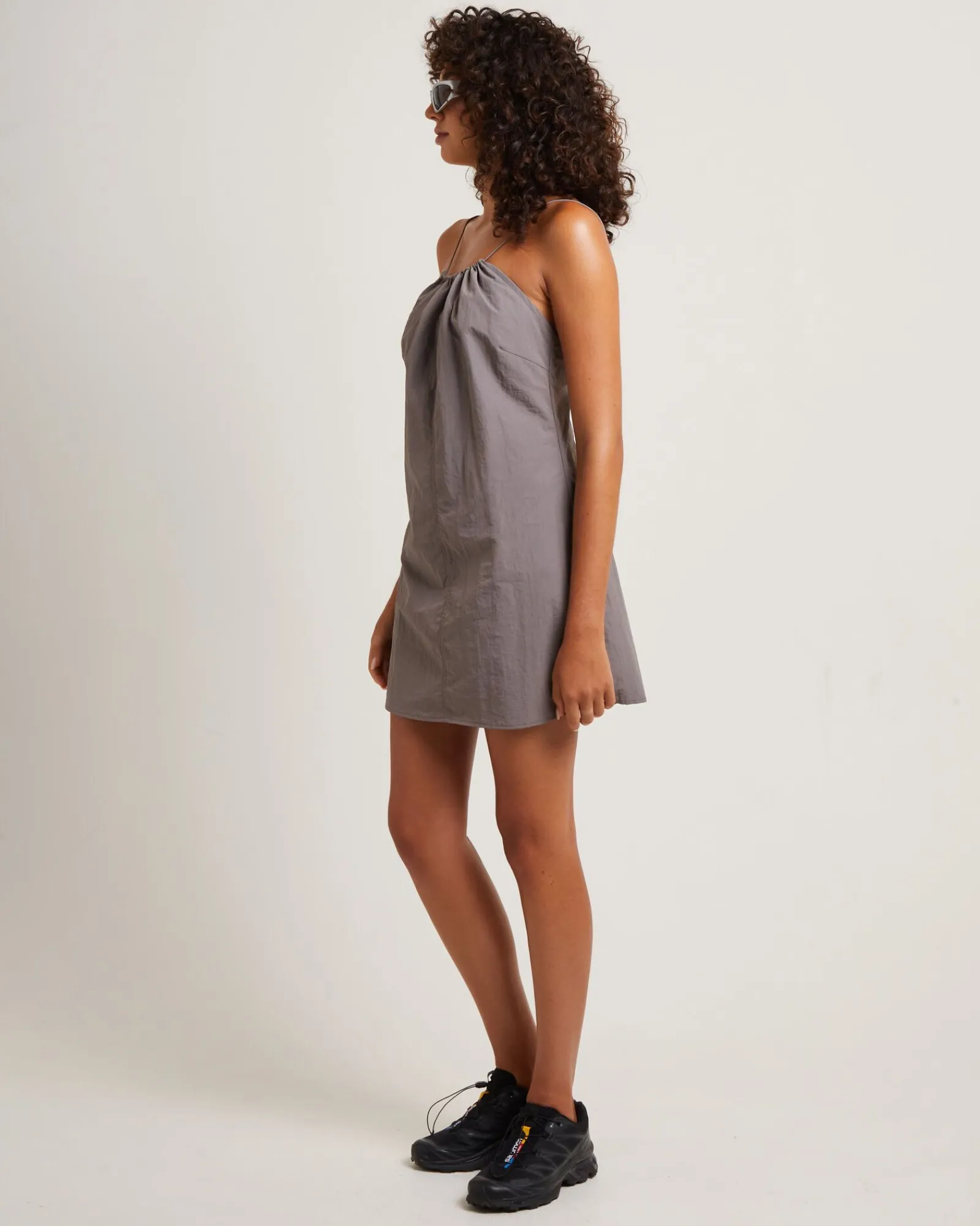 tech_halter_neck_mini_dre_3.webp Outlet INSIGHT Tech Halter Neck Mini Dress In Peat