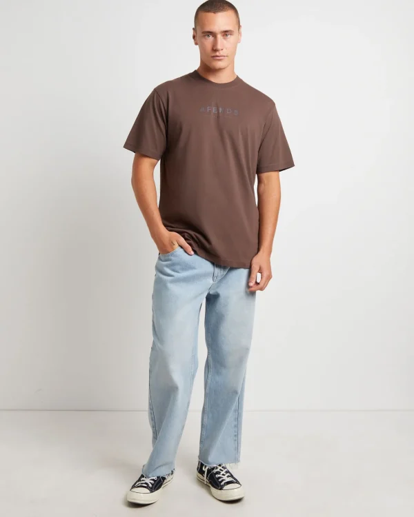 Clearance AFENDS Thrown Out Recycled Retro Fit T-Shirt In Earth Brown