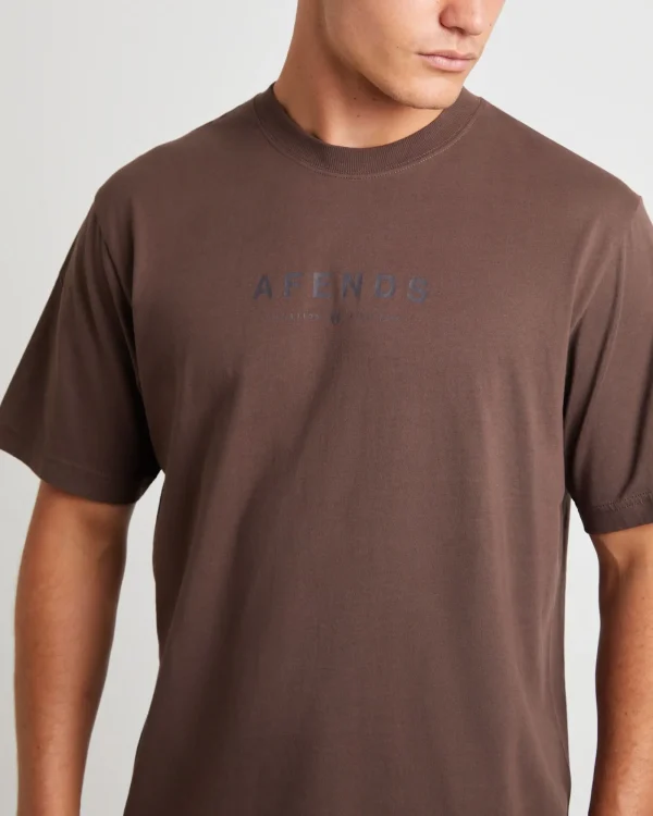 Clearance AFENDS Thrown Out Recycled Retro Fit T-Shirt In Earth Brown