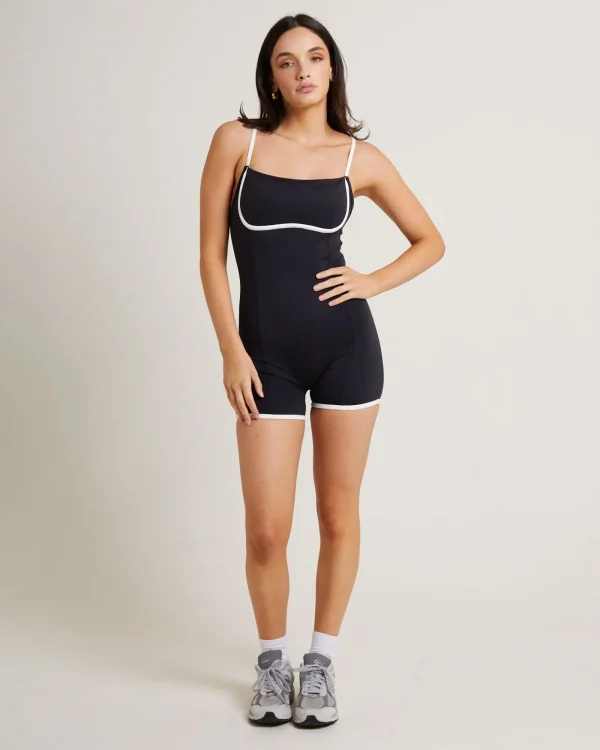 Best SUBTITLED SPORTS CLUB Underbust Contrast Unitard In Black/White