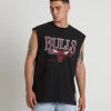 Outlet MITCHELL & NESS Underscore Bulls Muscle Tee In Faded Black