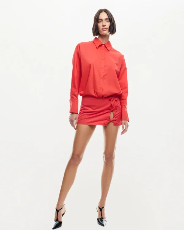 Flash Sale LIONESS Valentino Tie Long Sleeve Shirt Crimson Red