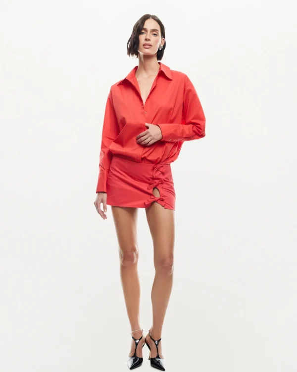 Flash Sale LIONESS Valentino Tie Long Sleeve Shirt Crimson Red