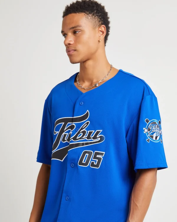 Discount FUBU Varsity Baseball Jersey Blue