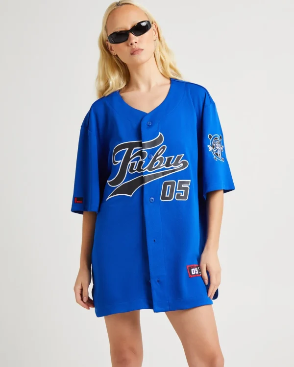 Discount FUBU Varsity Baseball Jersey Blue