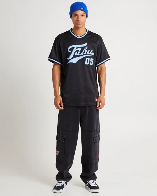 Cheap FUBU Varsity Mesh Short Sleeve T-Shirt Navy