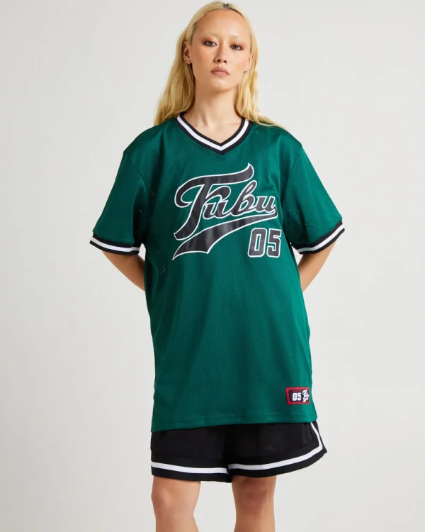 Best Sale FUBU Varsity Mesh T-Shirt Dark Green