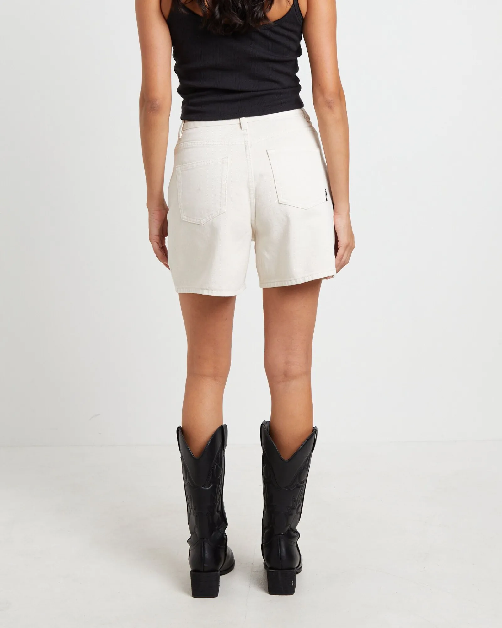 vinnie_vintage_denim_shor_1-1.webp Shop INSIGHT Vinnie Vintage Denim Shorts In Chalk White