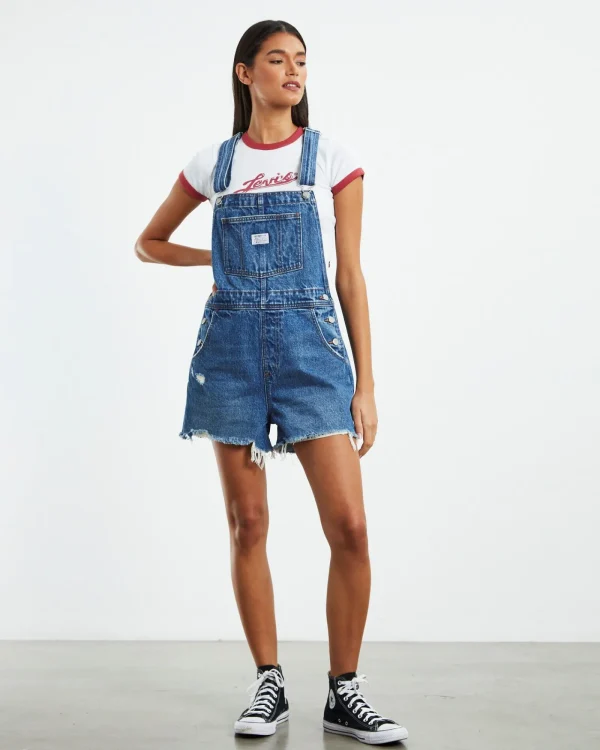 Shop LEVIS Vintage Shortall Denim Overalls Meadow Games Blue
