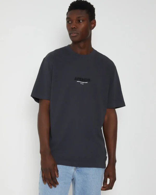 Hot AFENDS Vinyl Retro Fit Short Sleeve T-Shirt In Charcoal Grey