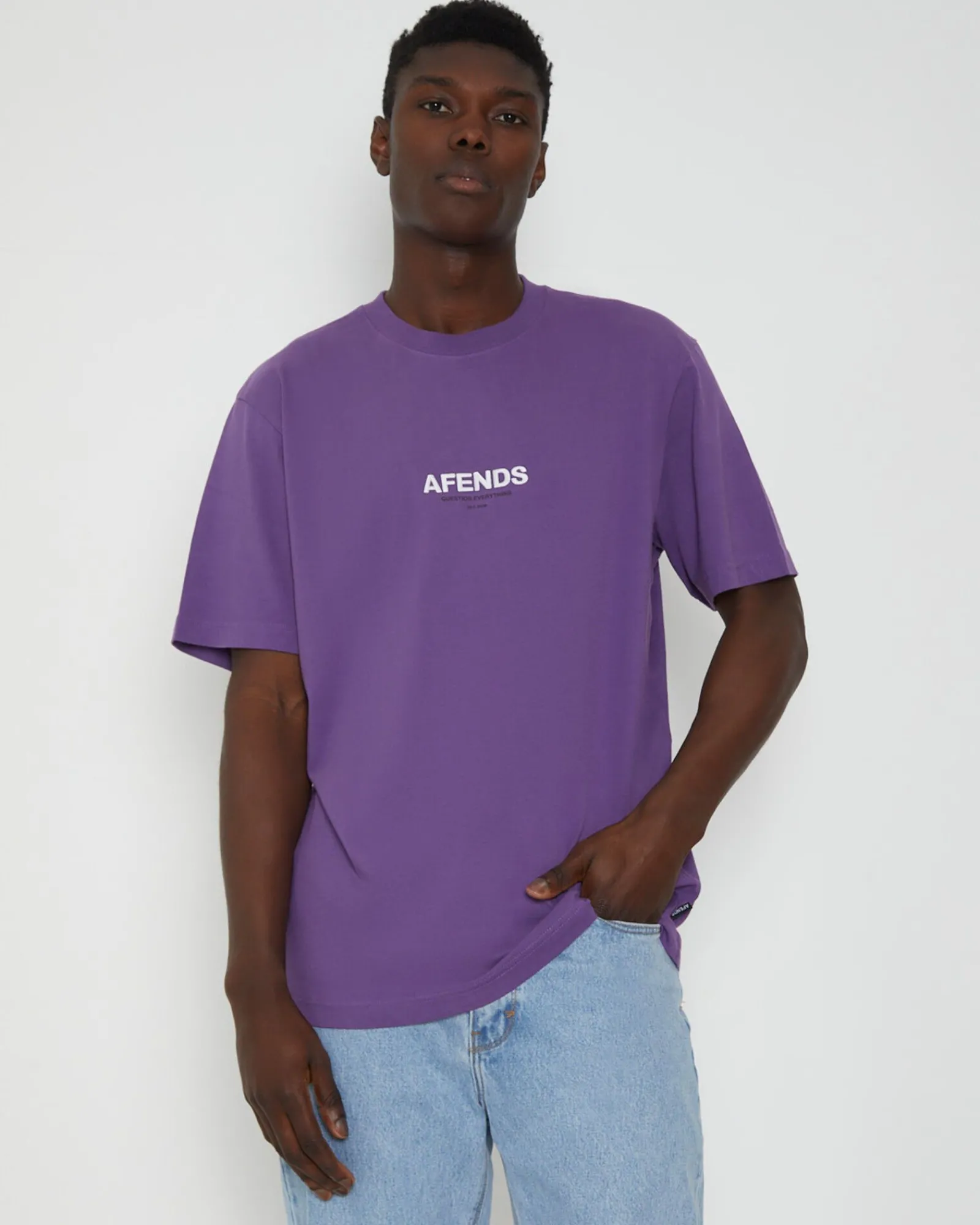 vinyl_retro_fit_short_sle_0.webp Discount AFENDS Vinyl Retro Fit Short Sleeve T-Shirt In Faded Purple