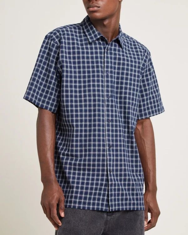 Clearance FORMER Vivian Short Sleeve Shirt Navy Check