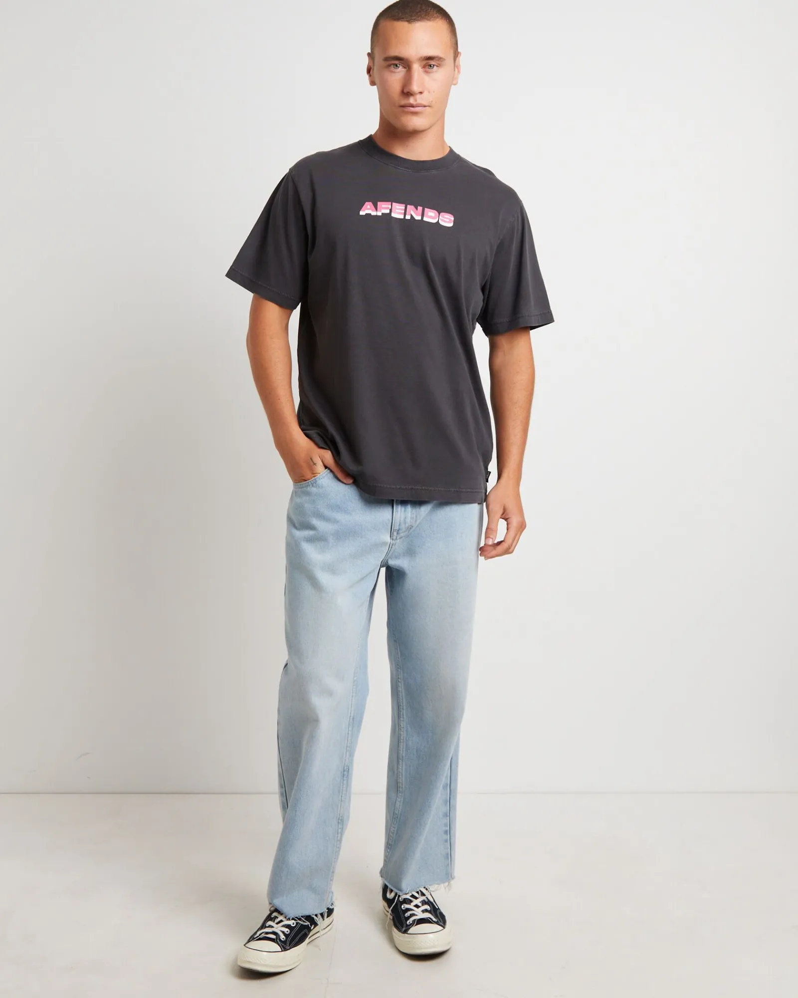 volcanic_times_recycled_r_2.webp Shop AFENDS Volcanic Times Recycled Retro Fit T-Shirt In Stone Black