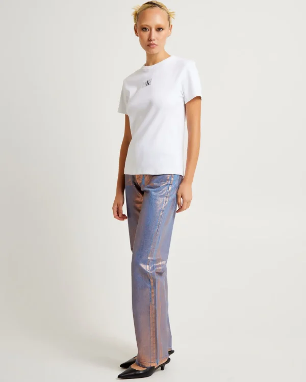 Best CALVIN KLEIN Woven Label Rib Regular Tee White