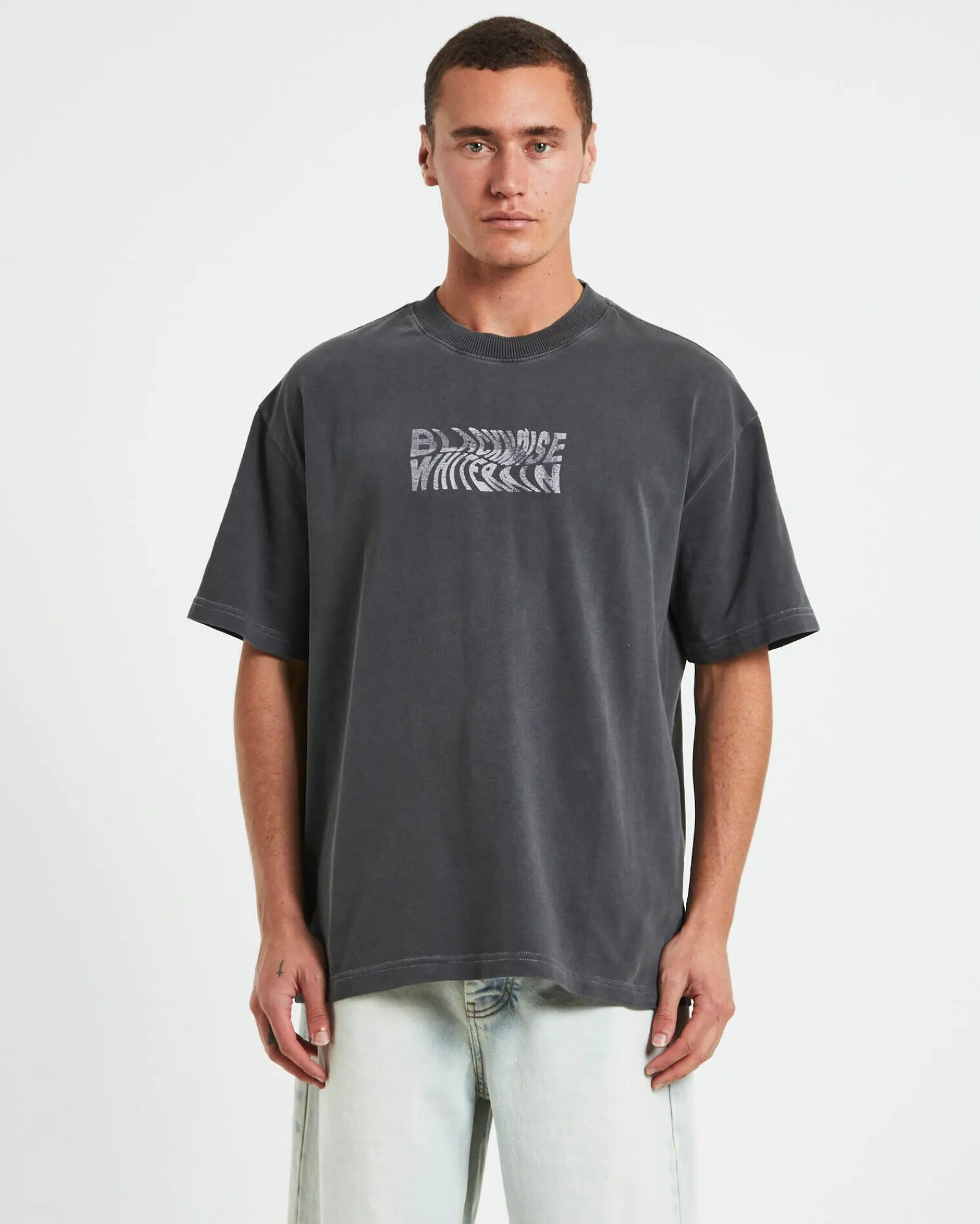 wrapped_short_sleeve_tshi_0.webp Sale BLACK NOISE WHITE RAIN Wrapped Short Sleeve T-Shirt In Pewter Grey